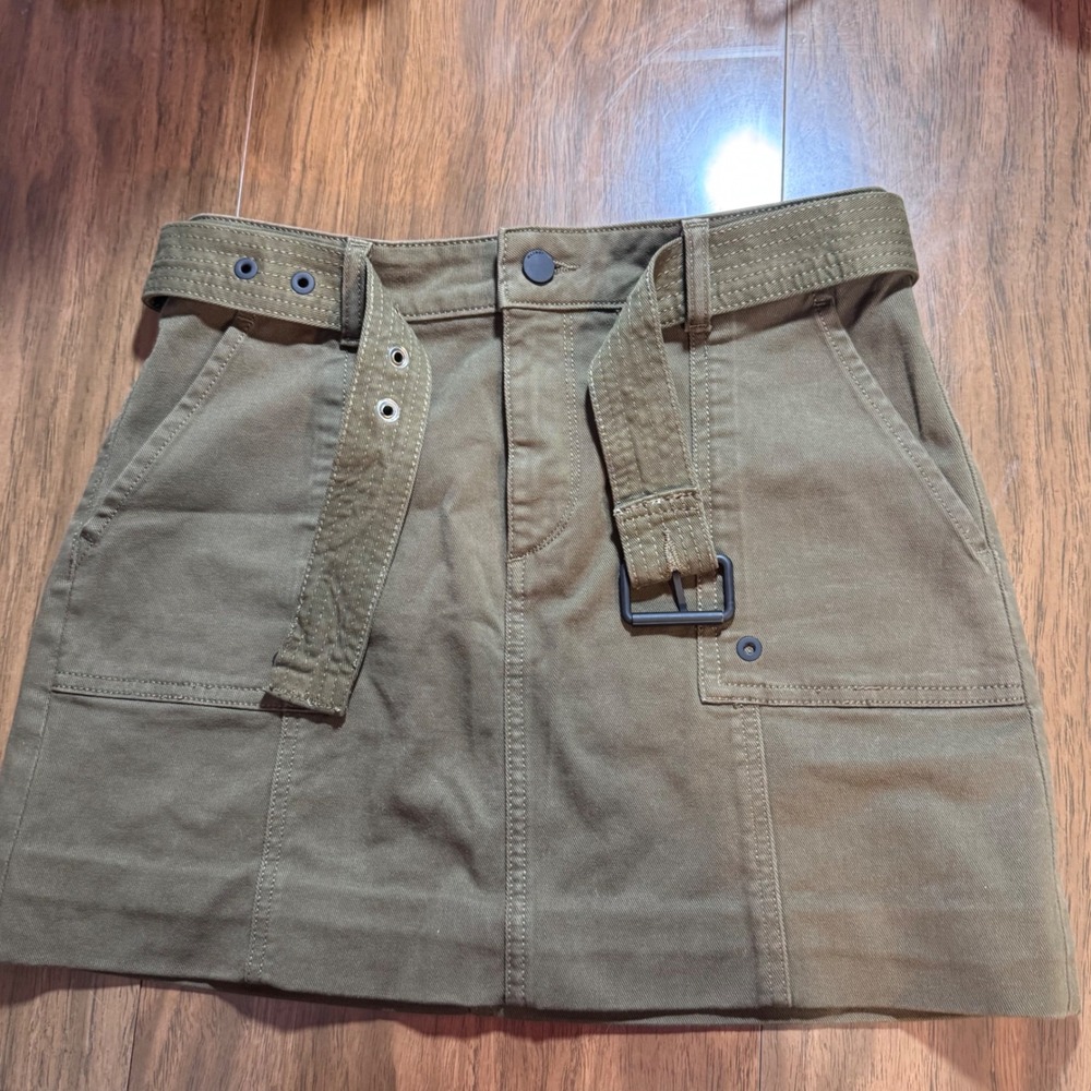 DL1961 Parker Skirt Women L Olive Green Belted Cargo Utility Mini Driftless